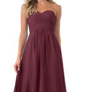 Azazie Cabernet Yazmin Bridesmaid Dress Size A2